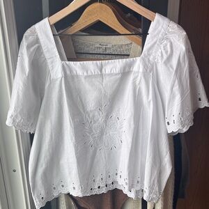 LOFT White Eyelet Blouse